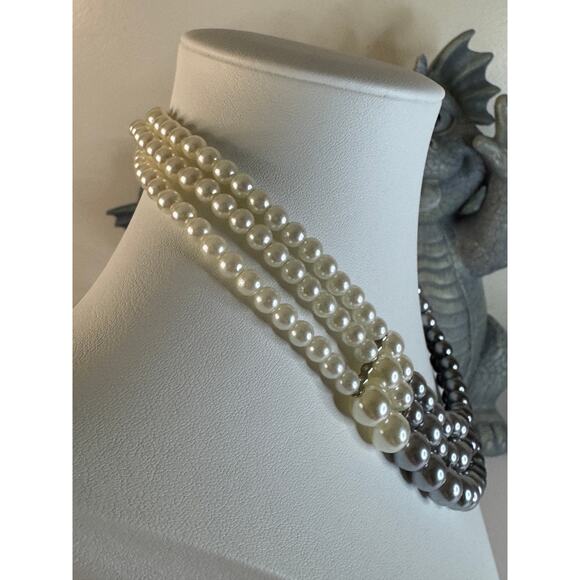 Faux cream and gray pearl necklace.  19” - Picture 4 of 7